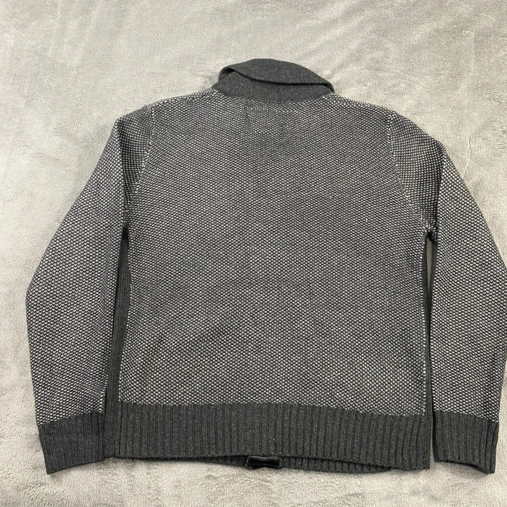 Seduka Sweater Mens XL Lambs wool Blend Shawl Collar Cardigan Elbow Patches Grey